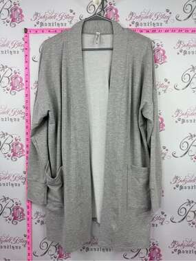 GILMOUR Vancouver cardigan Light Gray Open-Front Pocket Cardigan Sweater